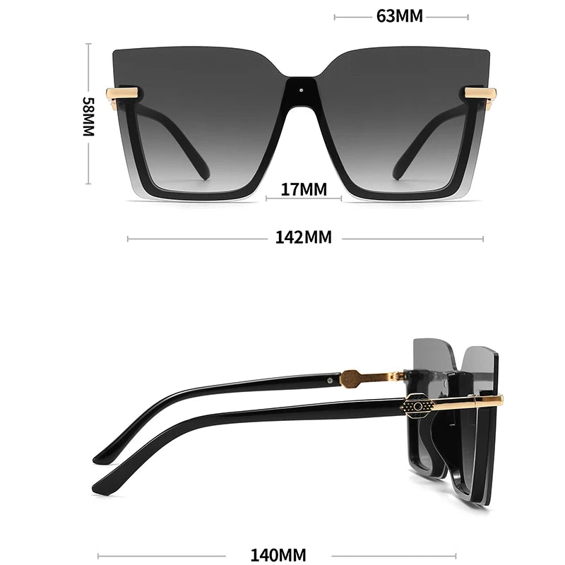 Óculos de Sol Quadrado Oversized com Proteção UV400